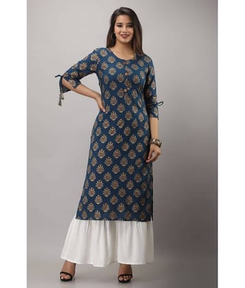 MAUKA - Blue Straight Rayon Women's Stitched Salwar Suit ( Pack of 1 )