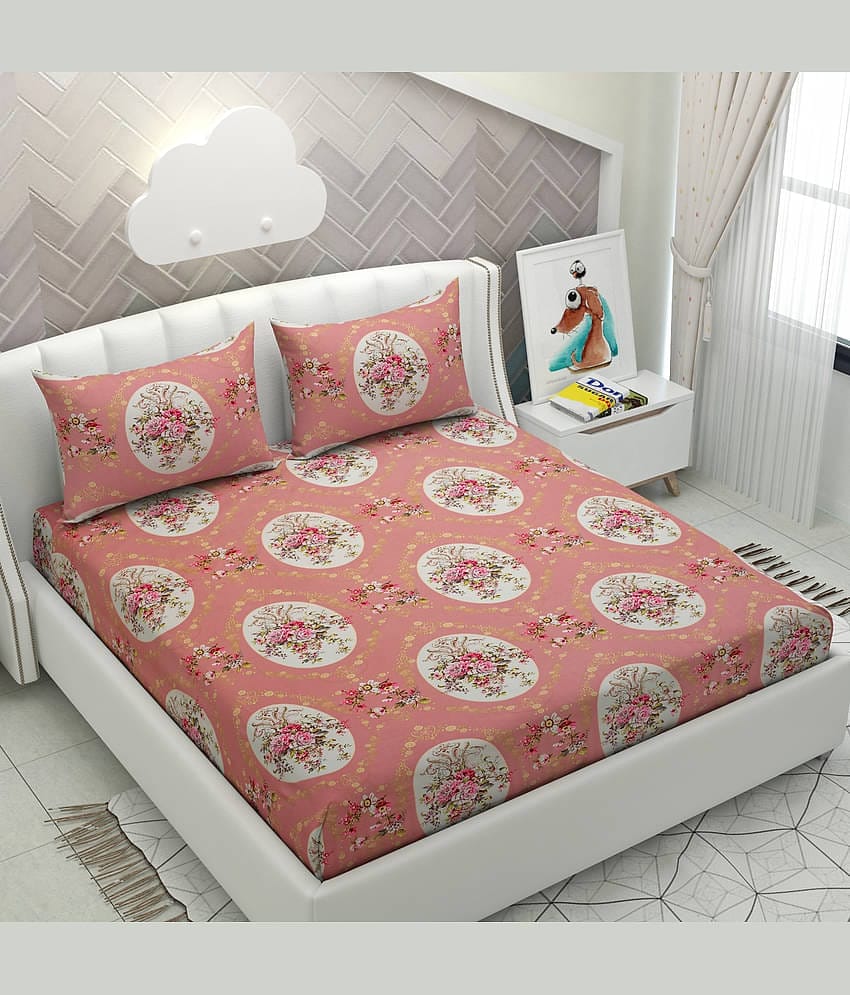 Apala Microfiber 1 Double King Bedsheet with 2 Pillow Covers ( Pink )