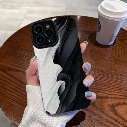 Black White Waves iPhone Textured Silicone Case-iPhone 12 Mini