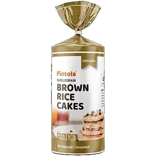 Pintola Organic Wholegrain Brown Rice Cakes - All Natural, Unsalted, 130 g