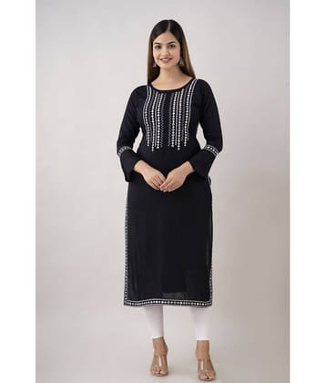 Kapadia - Black Rayon Women's Straight Kurti ( Pack of 1 )