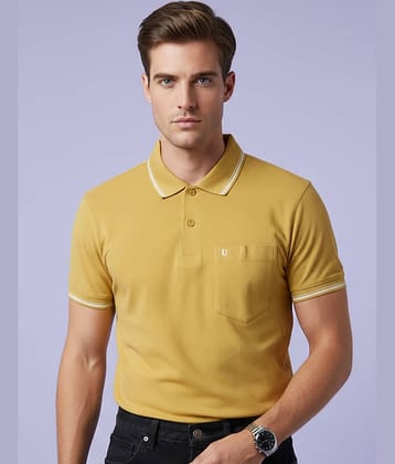 UNIBERRY Men Cotton Blend Regular Fit Solid Polo T Shirt ( Yellow )