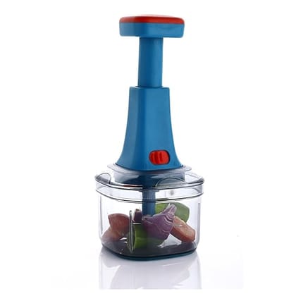 Ganesh Clever Chop Push Chopper Manual Hand Press Push Chopper with 3 Blades for Effortless Chopping Vegetables & Fruits-600ML