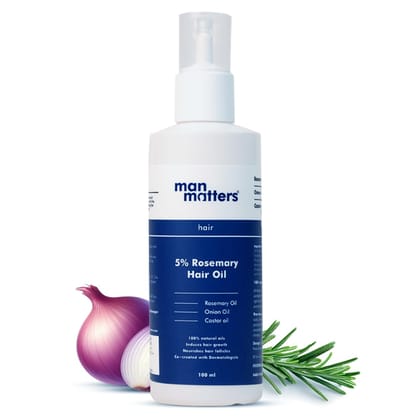 Man Matters Hair Oil With Rosemary, Onion, Bhringraj, Shikkai, Brahmi & Amla Oils | Reduces Hair Breakage, Nourishes Hair & Protects Shine | 100ml Man Matters Hair Oil With Rosemary, Onion, Bhringraj, Shikkai, Brahmi & Amla Oils | Reduces Hair Breakage, 