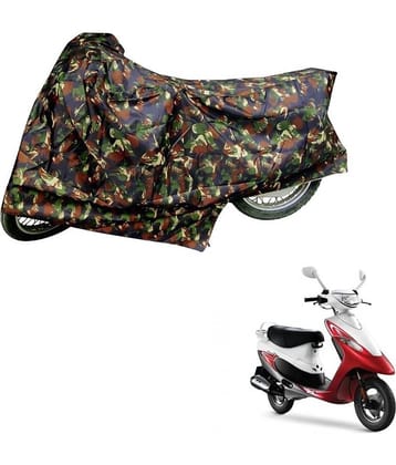 AutoRetail Dust Proof Two Wheeler Polyster Cover for TVS Scooty Pep + (Mirror Pocket, Jungle Color)