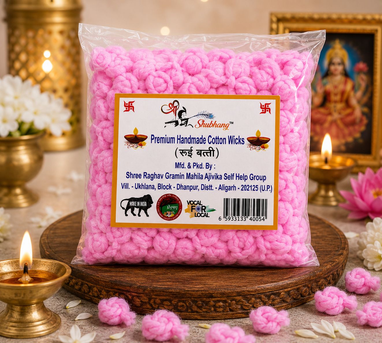 Pink Premium Handmade Cotton Wicks (Batti)