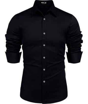 Eviqe Cotton Blend Regular Fit Solids Full Sleeves Men's Casual Shirt - Black ( Pack of 1 )
