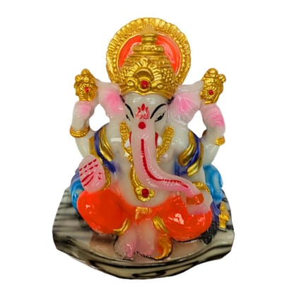 MAYAPURI Stone Dust Ganesh Ji Statue - Marble Dust Ganapati Bappa Murti for Pooja Home Temple Decor/Office, (Height 4.3 Inches)