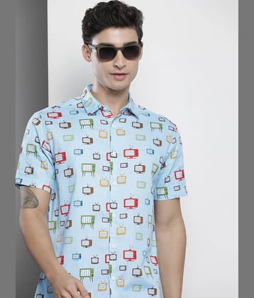 The Indian Garage Co Men Blue & Red Conversational Printed Casual Shirt