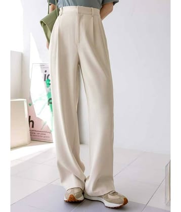 Broadstar Pack of 1 Polyester Baggy Women's Casual Pants ( Beige )