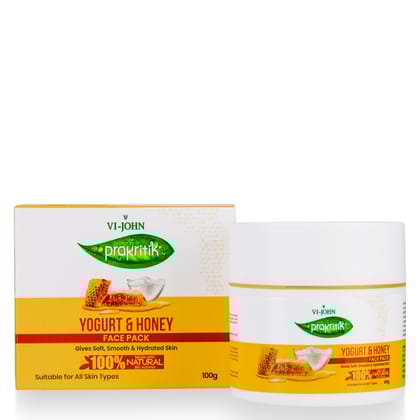 VI-JOHN Prakritik Yogurt & Honey Face Pack for Men & Women | 100g | Soft, Smooth, & Hydrated Skin | 100% Natural Bio Actives | Cruelty-free | Paraben Free | Vegan | Dermatologist Approved | All Skin Types VI-JOHN Prakritik Yogurt & Honey Face Pack for Men & Women | 100g | Soft, Smooth, & Hydrated Skin | 100% Natural Bio Actives | Cruelty-free | Paraben Free | Vegan | Dermatologist Approved | All Skin Types