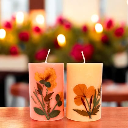 Sandalwood and Cinnamon Orange Scented Eco-friendly Soy Wax Pillar Candles-Set - Lotus