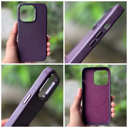 iPhone 14 Pro Max Cover- Genuine Leather Case with Mag-Safe (Popup Animation)-Deep Purple