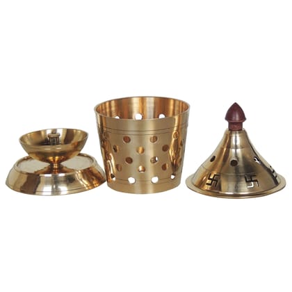 Brass Table Decor Oil Lamp, Deepak  - Traditional South Indian Oil Lamp, Height : 4.5 Inch (ZMAS542 B)