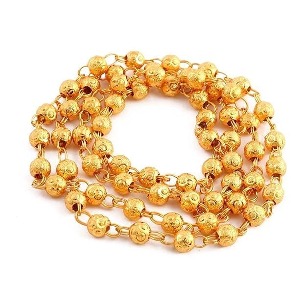 Chain Gold Plated Matar Mala Long Size Designer Daily Use Ball Jewelry for Men Women, Boys Girls, Unisex