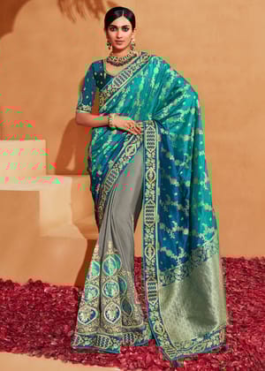 Peacock Blue Woven Banarasi Designer Silk Saree