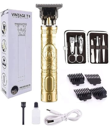 Hpc T9 Plastic+7 Pcs Kit Gold Cordless Beard Trimmer With 40 minutes Runtime