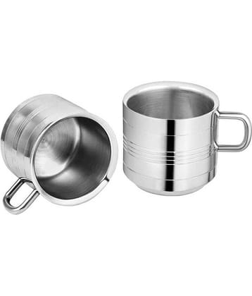 Dynore - Steel Double Walled Tea Cup 130 ml ( Pack of 2 )