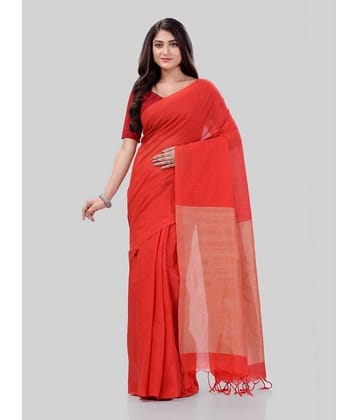 Desh Bidesh Cotton Woven Saree Without Blouse Piece ( Red )