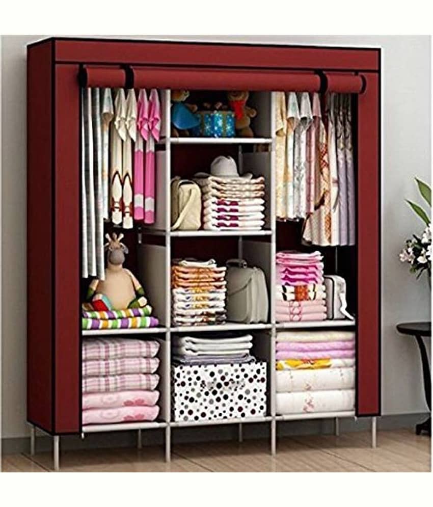 Multipurpose Collapsible and portable triple door Foldable Wardrobe/Cloth Stand/ Cloth Rack / Foldable Almirah/ Cupboard (Color As Per Stock Available)