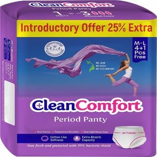Clean Comfort Disposable Period Panties for Women Girls Cotton Soft Sanitary Pads M-L (Pack of 5) Clean Comfort Disposable Period Panties for Women Girls Cotton Soft Sanitary Pads M-L (Pack of 5)