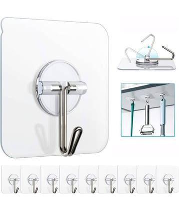 Mr Bhoot Self Adhesive Wall Hanging Hooks Pack of 10, WaterProof 10 Kg Capacity Strong Adhesive Wall Hooks Hanger for Home Kitchen Bathroom,Key Hanger Sticker,Hook Hanger Sticker,Adhesive Stickers ABS Plastic Steel Hook Hanger.