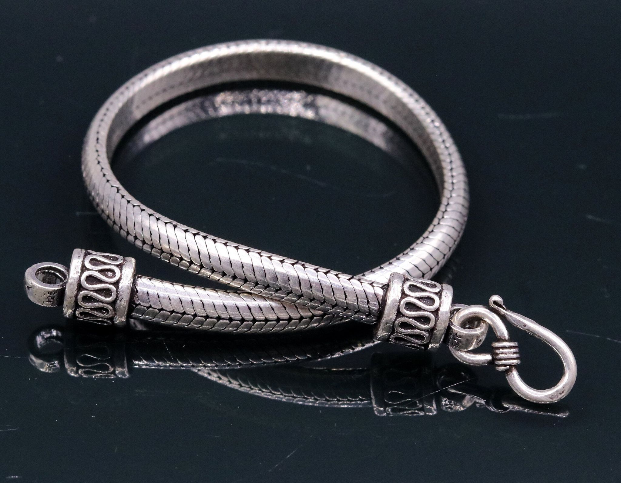 6 to 8.5 inches long 925 sterling silver handmade snake chain bracelet D shape Customized bracelet half round snake chain bracelet unisex sbr200-6  inches