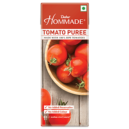 Dabur Hommade Tomato Puree - From 100% Ripe Tomatoes, No Added Preservatives, 200 g