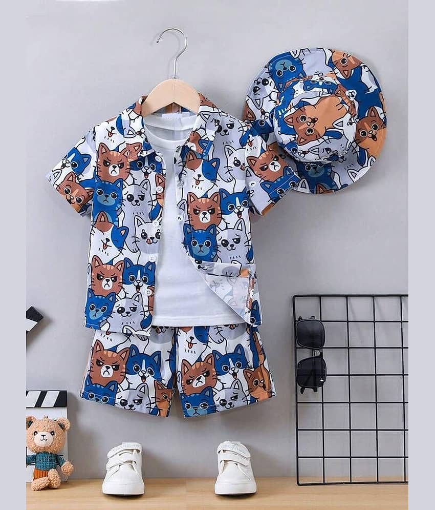 Ocvito Pack of 1 Boys Cotton Blend Shirt & Shorts ( Blue )