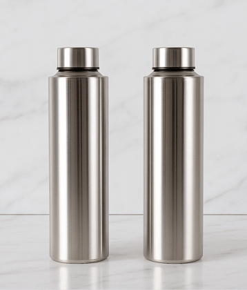 Visaxmi Steel Water Bottle Silver Steel Fridge Water Bottle 1000 mL ( 2 )