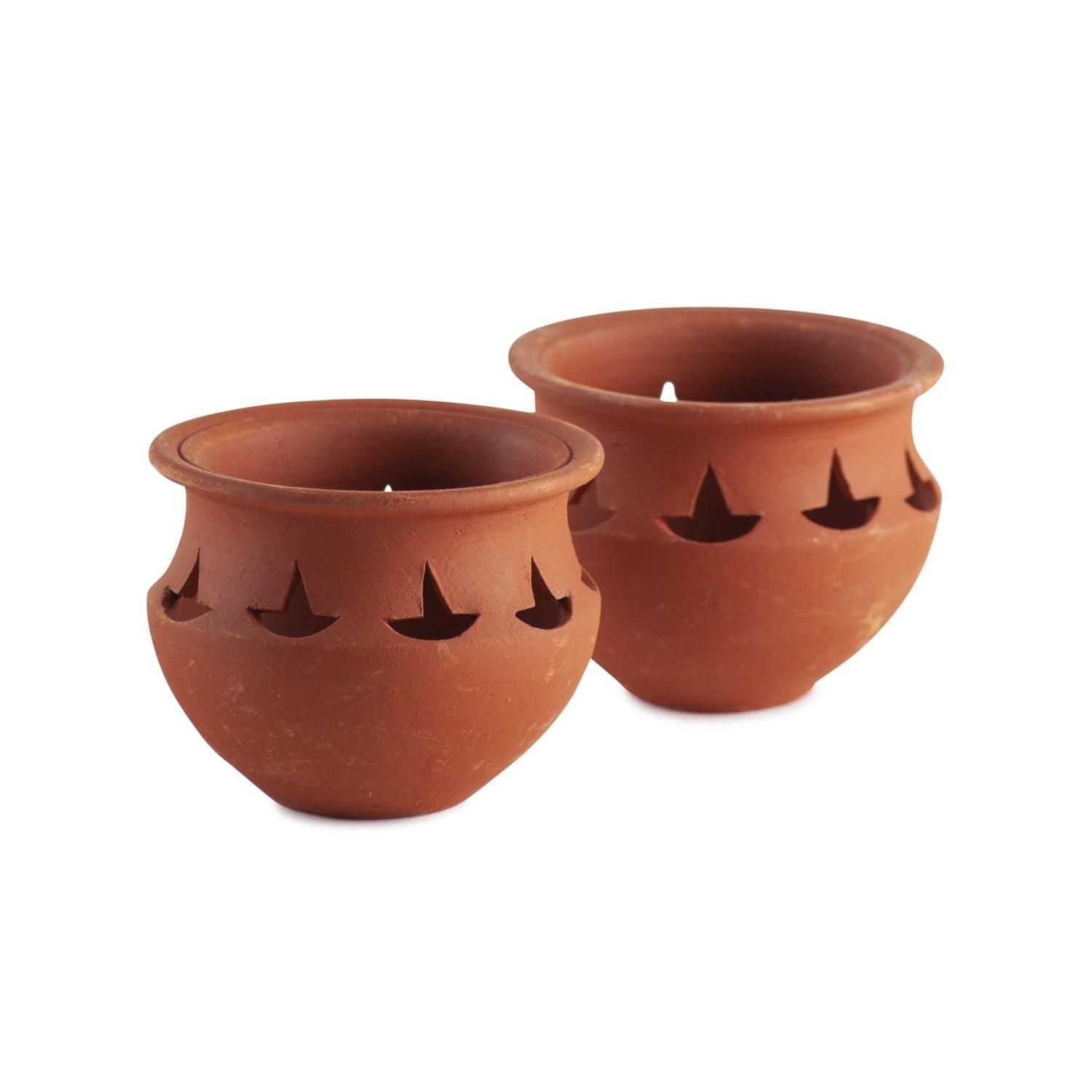 Eyaas Clay Matka Diya Set of 2