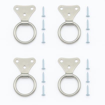 Cabinet Door Pull Chest Rings (Pack of 4) � 25 mm Inner Diameter � Mild Steel Plate O-Ring Pulls with 12 Screws � Ring Pulls for Cabinets, Drawers, Windows