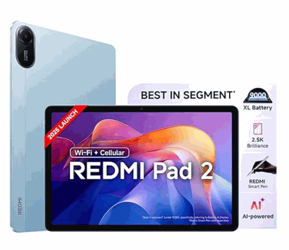 REDMI Pad 2 6 GB RAM 128 GB ROM 11.0 inch with Wi-Fi+4G Gaming Tablet (Sky Blue)
