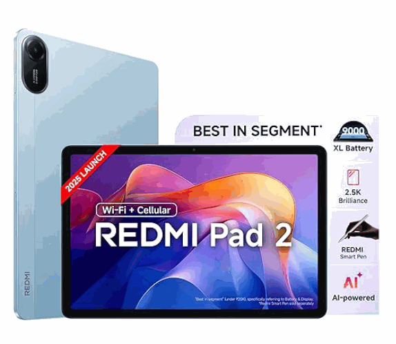 REDMI Pad 2 6 GB RAM 128 GB ROM 11.0 inch with Wi-Fi+4G Gaming Tablet (Sky Blue)