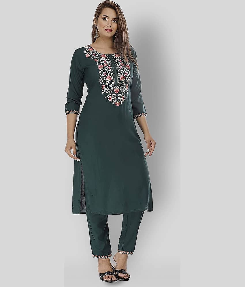 G4Girl - Black Straight Rayon Women's Stitched Salwar Suit ( Pack of 1 )