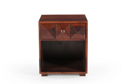 Wakeup India Ricca Bed Side Table with Drawer | Weather Proof | Anti-Termite Solid Wood | Bedroom Small Cabinet Tables (Color Honey)