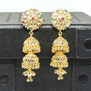 Traditional 1gm gold and micron plated  jhumkis