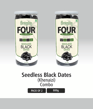 Everyday Four Seedless Black Dates (Khajoor) 800g | Combo Pack |