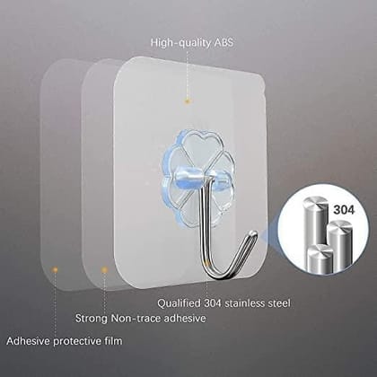 Adhesive Wall Hooks - Pack of 15 | Damage-Free Hanging