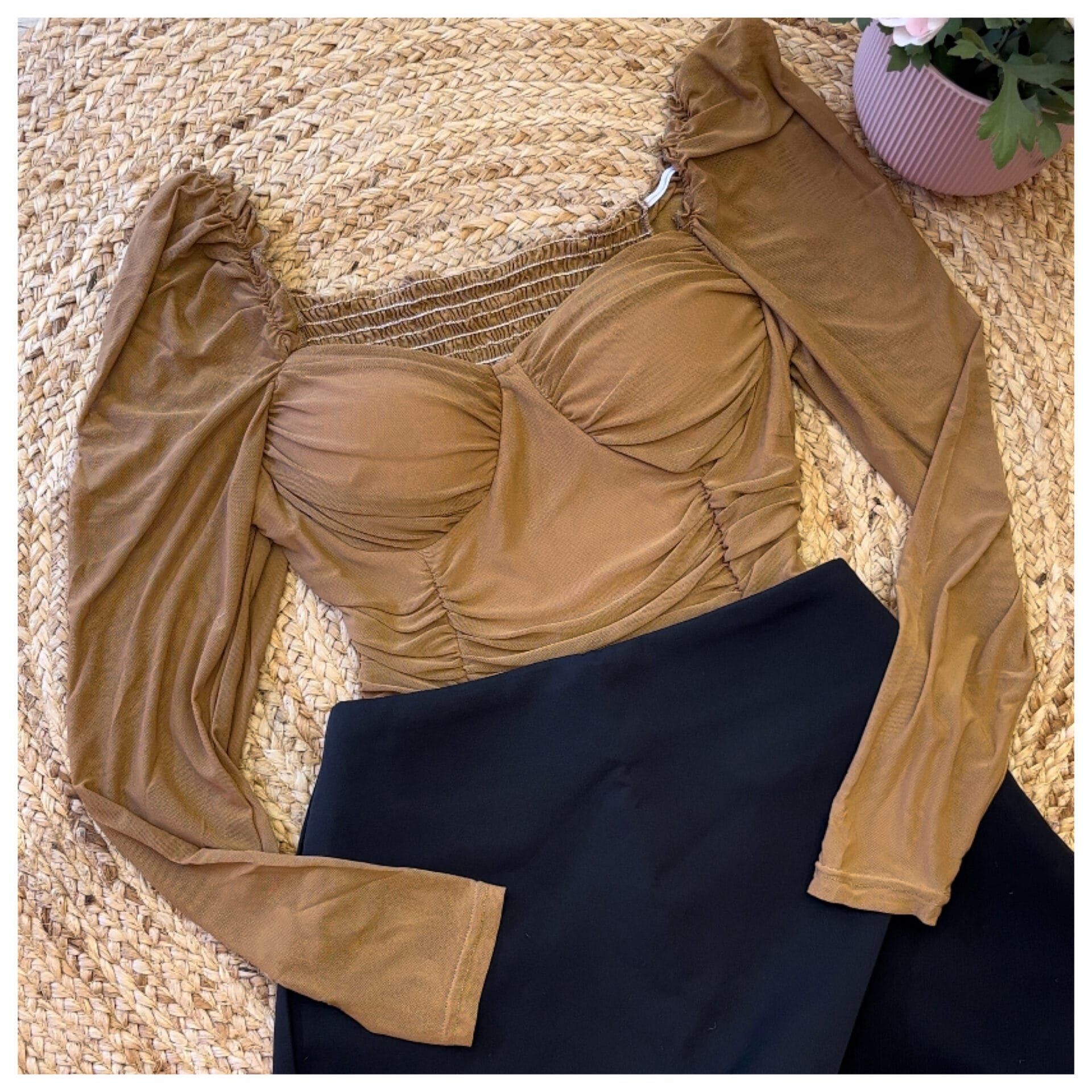 Fiona mesh padded top-XS / Brown
