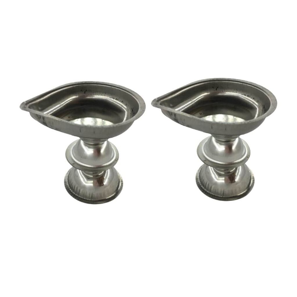 MAYAPURI Stainless Steel Pradip/Diya for Puja Aarti | Standard Size: 2.5 X 2.5 Inch (Pack of 2) - Pooja Needs | Buy online on ZillyBuy