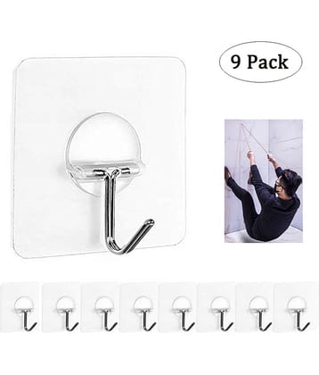 9PC Strong Transparent Suction Cup Sucker Wall Hooks Hanger For Kitchen Bathroom