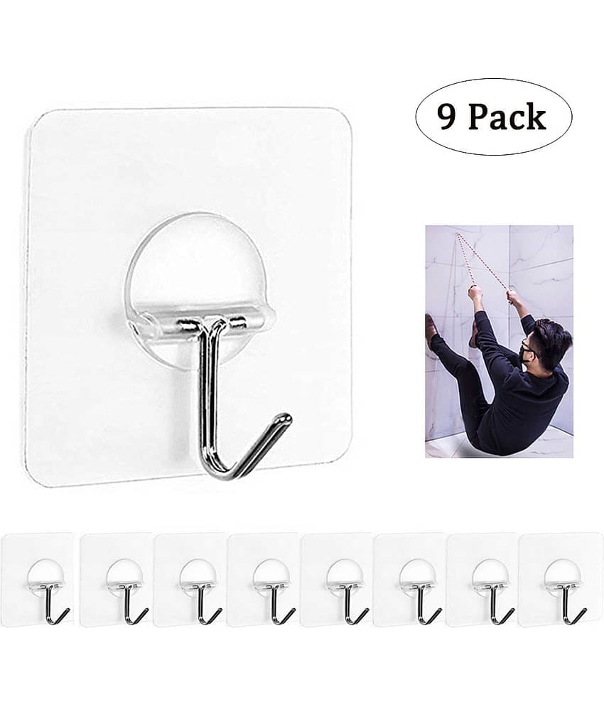 9PC Strong Transparent Suction Cup Sucker Wall Hooks Hanger For Kitchen Bathroom