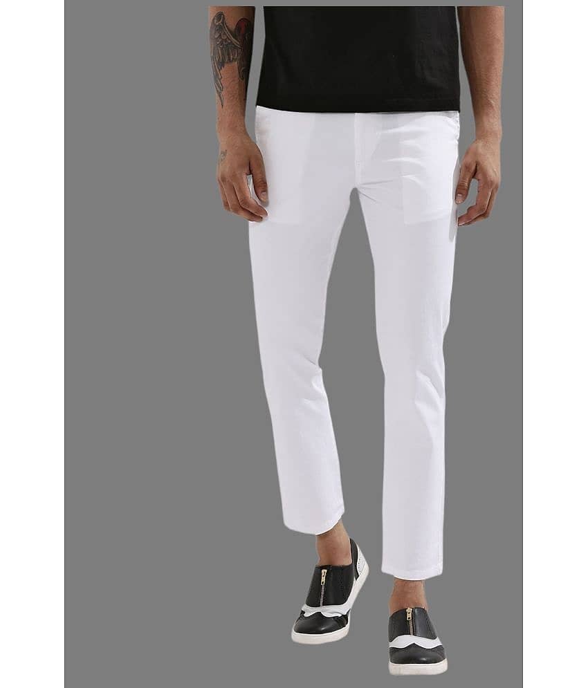 HALOGEN - White Cotton Lycra Skinny - Fit Men's Chinos ( Pack of 1 )