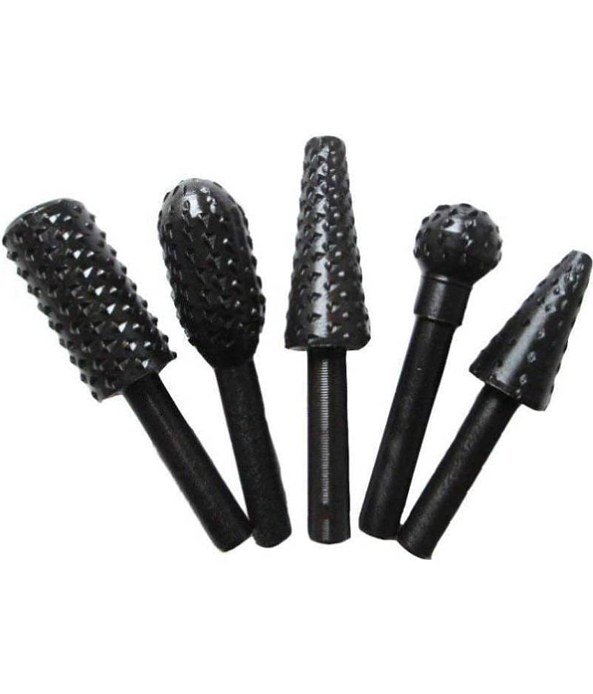 Rangwell Drill Bits Set Wood Carving File Rasp Drill Bit of 5 Pcs1/4" 6mm Shank Tool Power Tools Woodworking Chisel Shaped Rotating Embossed Grinding Head