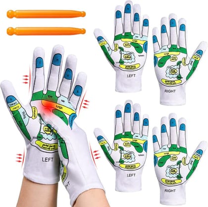 Reflexology Acupressure Massage Gloves- With Marking and tool