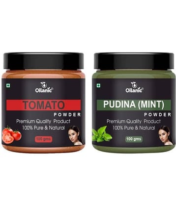 Oilanic 100% Pure Tomato Powder & Pudina Powder For Skin Hair Mask 200 g Pack of 2