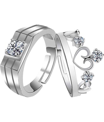 Speical Proposal Crystal  Diamond  Couple Ring Set  Wedding Engagement Valentine Gift Adjustable   Silver Plated  Ring For Women And Men