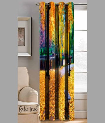 BELLA TRUE Abstract Printed Semi-Transparent Eyelet Curtain 5 ft ( Pack of 1 ) - Multicolor