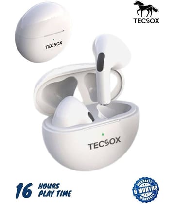 Tecsox Omega Tws Earphones Ear Buds Wireless With Mic Headphones/Earphones White